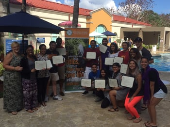 Iris R. Cabello, OD, left, Dean of Students at Inter American University of Puerto Rico School of Optometry, at the conclusion of a leadership workshop in February 2017.