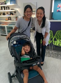 Valerie Lam OD, FAAO, who completed a residency in 2013, greets a patient at the practice she co-owns with a former classmate.