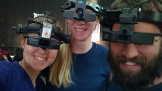 Emily Krueger, left, a second-year student at Michigan College of Optometry at Ferris State University, and others have a fun moment during a mission trip in Mexico with the Fellowship of Christian Optometrists. 
