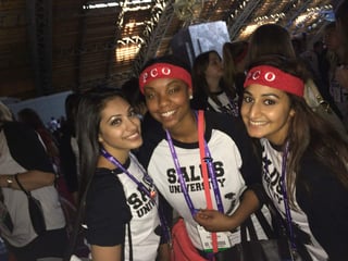 Evelyn Dearing, center, now a fourth-year student at Salus/PCO, after a student Quiz Bowl during the American Optometric Association’s annual meeting in Philadelphia in 2014.