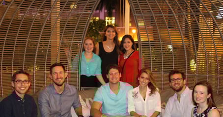 Jeremy Outinen, left, a third-year student at NSU, enjoys a Florida Optometric Association social.