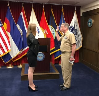 SWEARING IN BY TAKING THE OATH OF OFFICE TO OFFICIALLY BECOME ENSIGN COURTNEY PARK